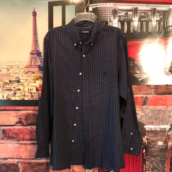 Chaps Men's Navy Checkered Shirt - Picture 1 of 17